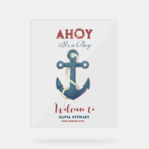 Ahoy its a Boy Nauticcal Boy Baby Shower Welcome Acrylic Sign