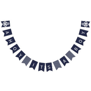 Ahoy Its A Boy Navy Nautical Bunting