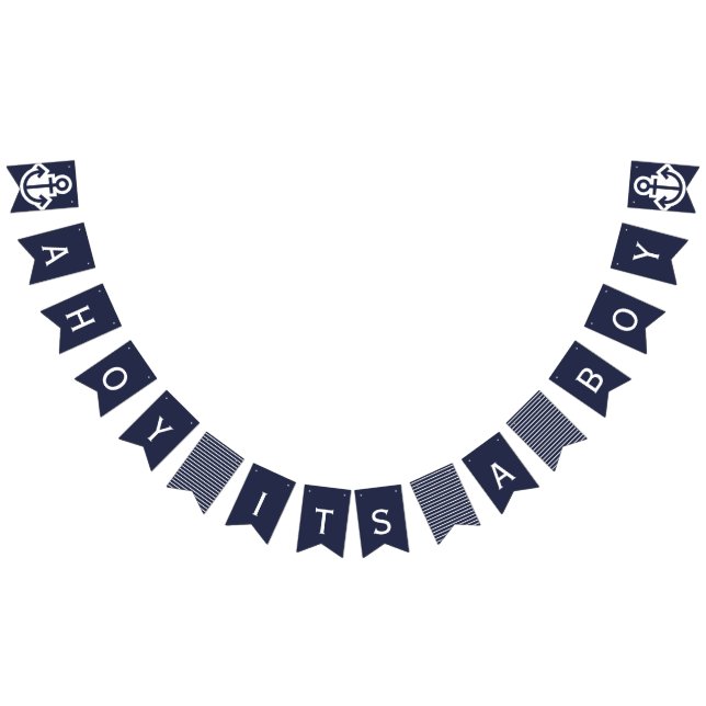 Ahoy Its A Boy  Navy Nautical Bunting (All)