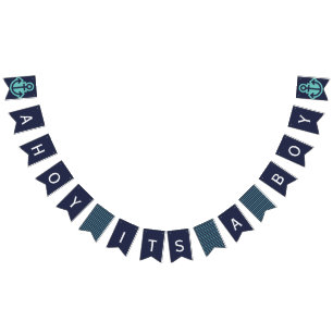 Ahoy Its A Boy  Navy Nautical Bunting Bunting