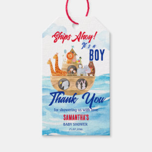 Ahoy it's a boy Noah's Ark Christian baby shower Gift Tags