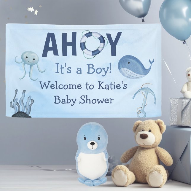 Ahoy It's a Boy Ocean Animals Coastal Baby Shower Banner (Creator Uploaded)