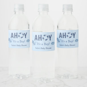 Ahoy It's a Boy Ocean Animals Coastal Baby Shower Water Bottle Label