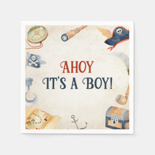 Ahoy It's A Boy Pirate Baby Shower Napkin