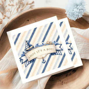 Ahoy It's a Boy Sailboat Banner Nautical Napkin