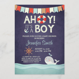 Ahoy It's A Boy Shower Invitation Ocean Nautical