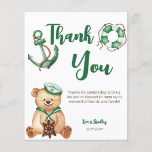 Ahoy its a boy teddy bear baby shower thank you