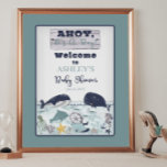 Ahoy It's A Boy Under the Sea Baby Shower Poster<br><div class="desc">"Ahoy, It's A Boy!" under the sea themed Baby Shower design featuring beautiful sea creatures such as whales, a seahorse, a dolphin, an octopus, a stingray, starfish and coral. Main colours are dark blue and medium dusky blue with white. Accented with medium greige, grey, sage green, and golden yellow. A...</div>