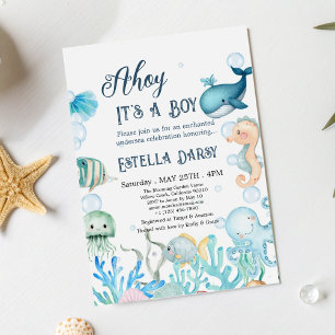 Ahoy! It's a Boy Under The Sea Boy Baby Shower  Invitation