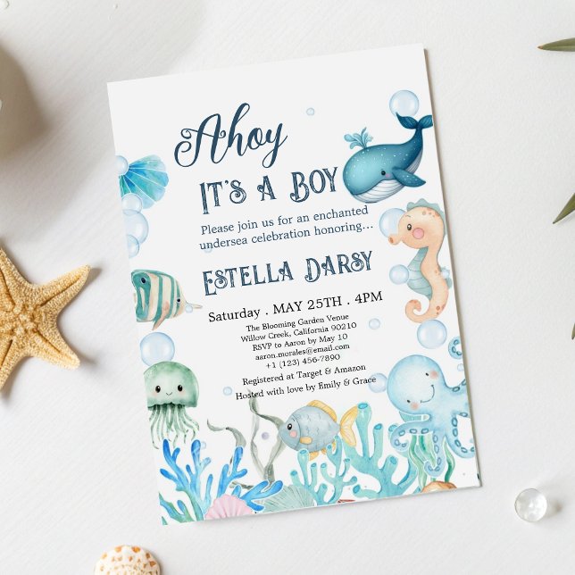  Ahoy! It's a Boy Under The Sea Boy Baby Shower  Invitation (Creator Uploaded)