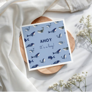 Ahoy It's a Boy Whale Baby Shower Napkin