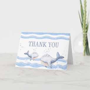 Ahoy It's a Boy Whale Baby Shower Thank You Card