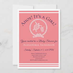 Ahoy it's a Girl! Nautical Baby Shower Invitation
