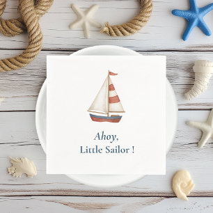 Ahoy Little Sailor   Nautical Birthday Party Napkin