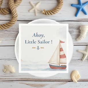 Ahoy Little Sailor   Nautical  Birthday Party Napkin
