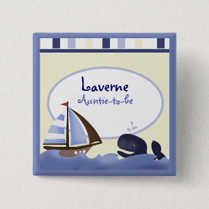 AHOY MATE Blue Whale Sailboat Personalised 15 Cm Square Badge