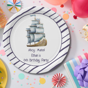 Ahoy mate Nautical kids birthday Paper Plate
