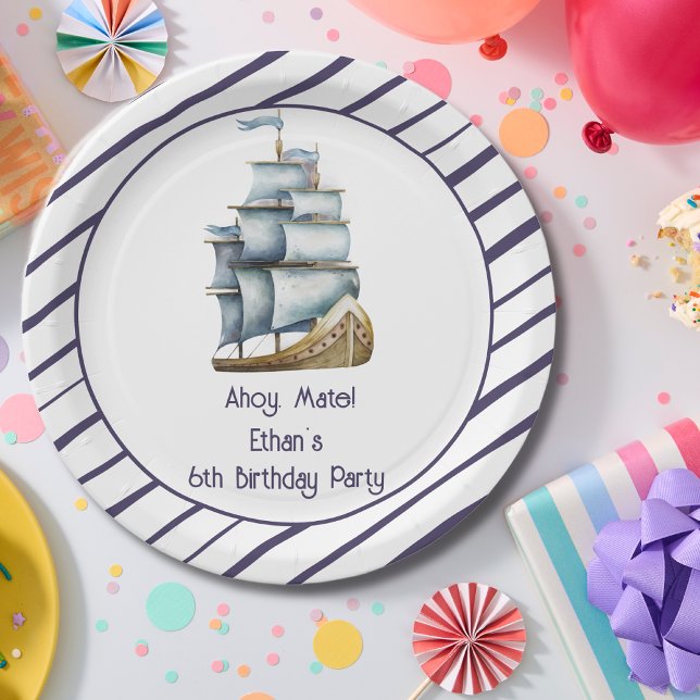 Ahoy mate Nautical ocean Paper Plate (Creator Uploaded)