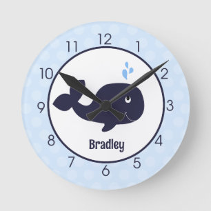 Ahoy Mate Navy Blue Whale Wall Clock