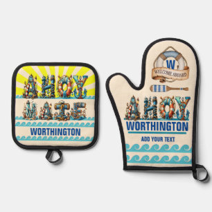 AHOY MATE OVEN MITT & POT HOLDER SET