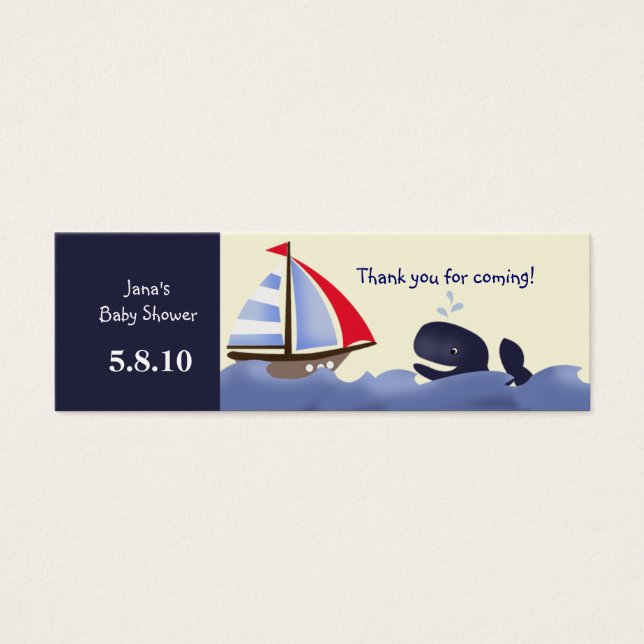 Ahoy Mate Red Sail Favour Tag (Front)