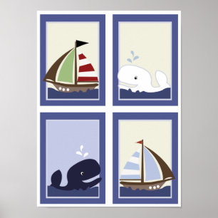 AHOY MATE Sail boat Boys Nursery Room Prints