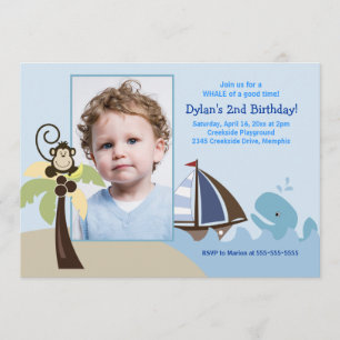 Ahoy Mate Whale *PHOTO* Birthday 5x7 Invitation