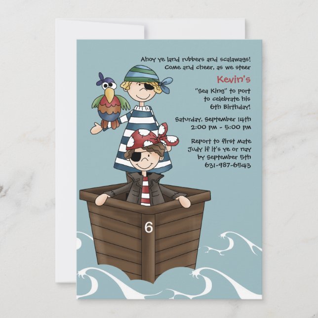 Ahoy Mates Pirate Birthday Party Invitation (Front)