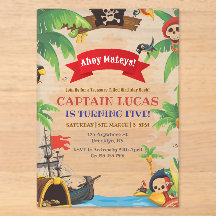 Ahoy Matey Boys Pirate Birthday Invitation