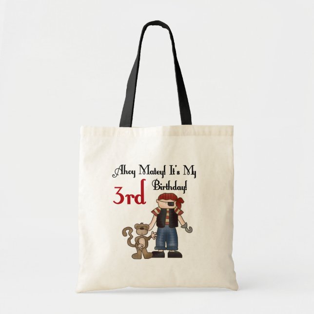 Ahoy Matey Pirate 3rd Birthday Tshirts and Gifts Tote Bag (Front)