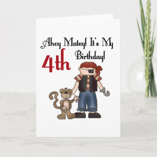 Ahoy Matey Pirate 4th Birthday Tshirts and Gifts Card