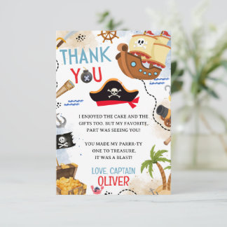 Ahoy Matey Pirate Birthday Thank You Card