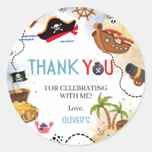 Ahoy Matey Pirate Birthday Thank You Classic Round Sticker