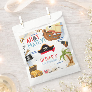 Ahoy Matey Pirate Favor Bag, Kids Pirate Birthday Favour Bag