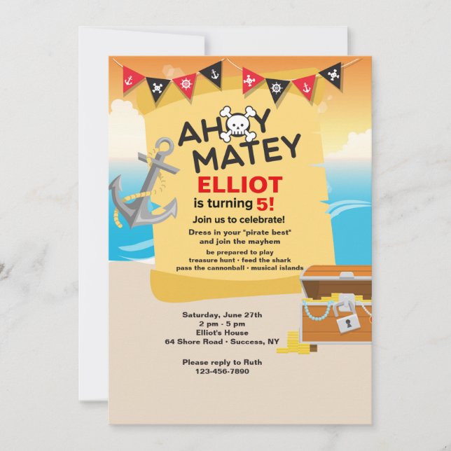 Ahoy Matey Pirate Invitation (Front)