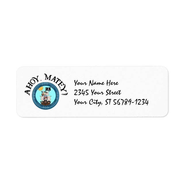 Ahoy Matey Pirate Label Return Address Label (Front)