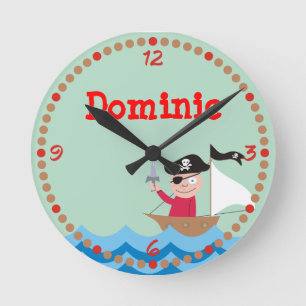 Ahoy Matey! Pirate Personalised Kids Wall Clocks