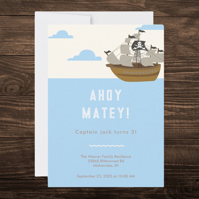 Ahoy Matey Pirate-Themed Birthday Invitation (Creator Uploaded)