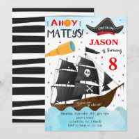 Ahoy Mateys Pirate Birthday Invite