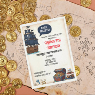 Ahoy Matey's Pirate Birthday party Invitation