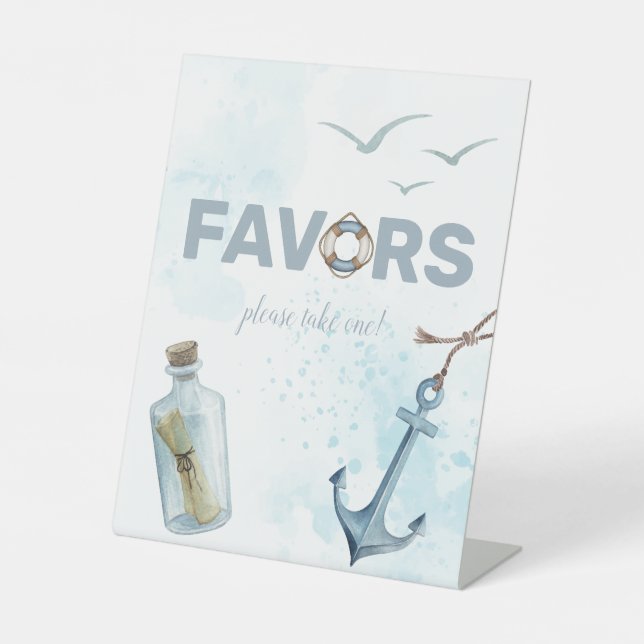 Ahoy! Nautical Baby Shower Pedestal Sign (Front)