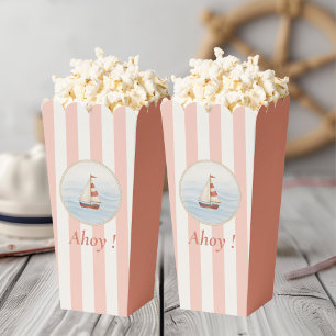 Ahoy Nautical Birthday Red Stripe & Sailboat Favour Box