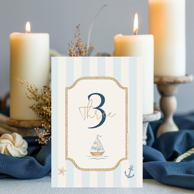 Ahoy Nautical Blue | Sailboat & Rope  Table Number (Creator Uploaded)