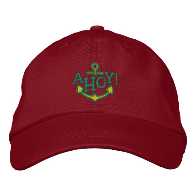 AHOY! Nautical Greetings Embroidery Embroidered Hat (Front)