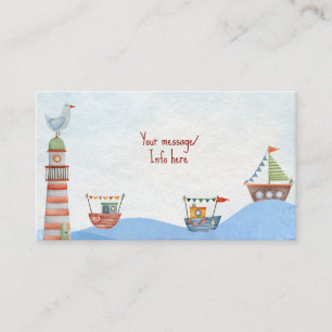 Ahoy  Nautical kids watercolor birthday Enclosure Card