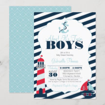 Ahoy Nautical Navy Blue Twin Boy Baby Shower