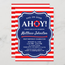 Ahoy Nautical Ocean Navy Blue Coastal Boy Birthday