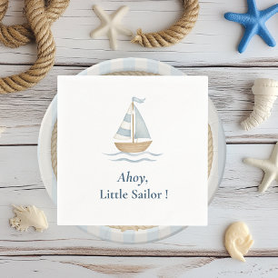 Ahoy Nautical Party   Pastel Blue Sailboat  Napkin