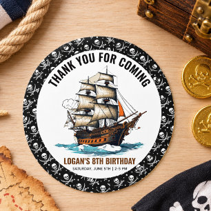 Ahoy! Pirate Ship 8th Birthday Classic Round Sticker