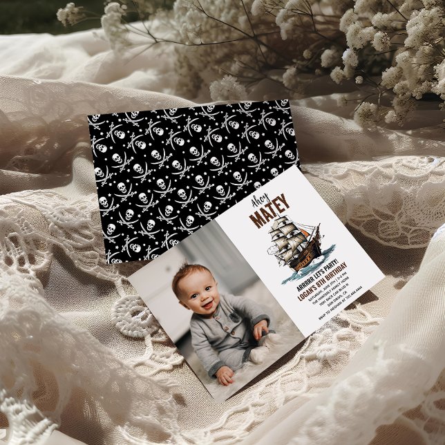 Ahoy! Pirate Ship 8th Birthday  Invitation (Creator Uploaded)